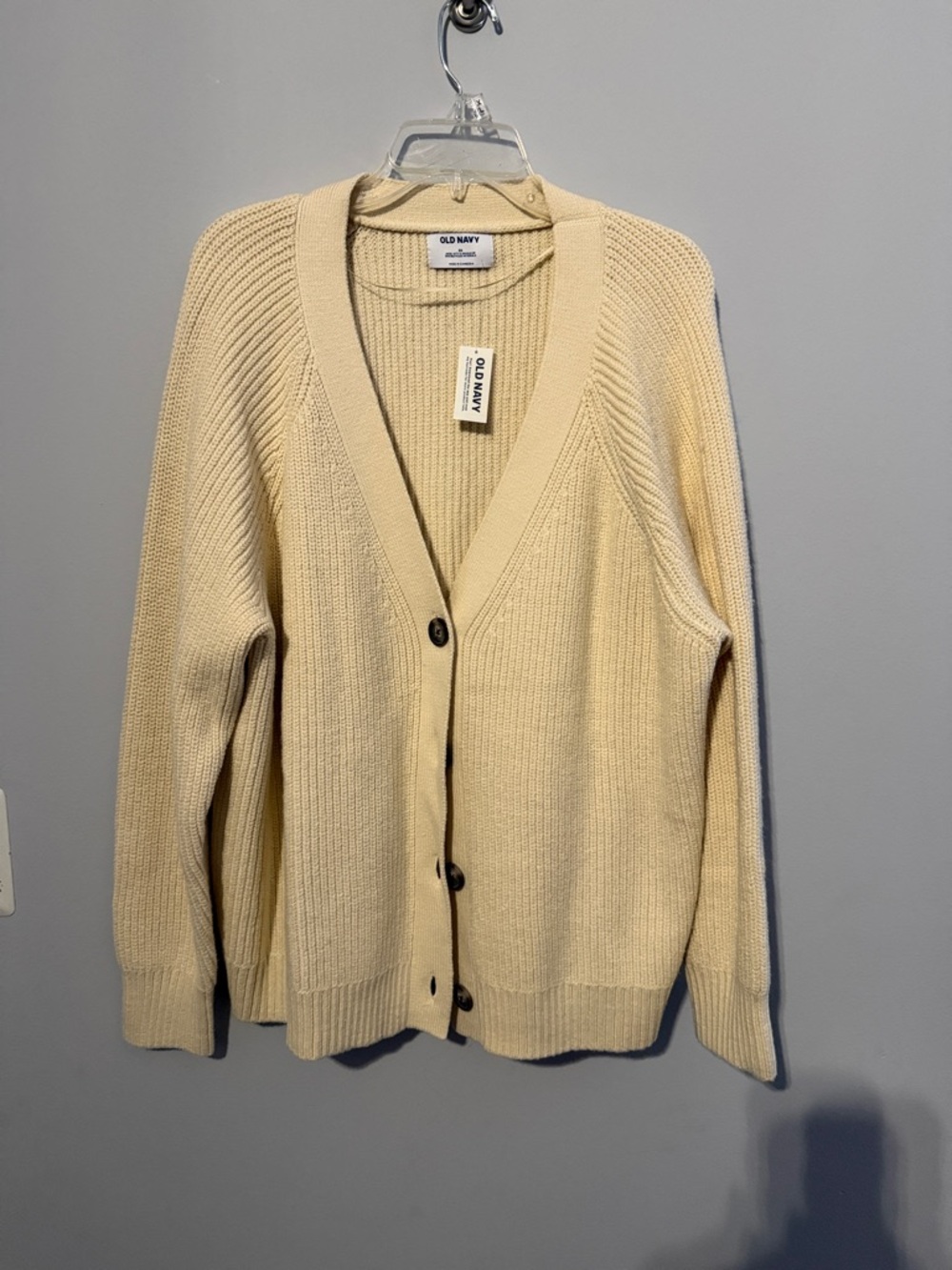 Old Navy Light Cream V-Neck Button Cardigan